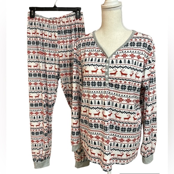 Temu Holiday Christmas Reindeer PJ Set 2XL - Picture 1 of 10
